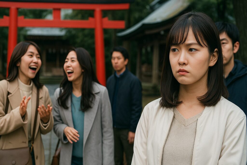 稲荷神社で大声で話す人