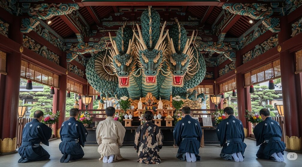 手水舎にいる三つ首の龍神の力