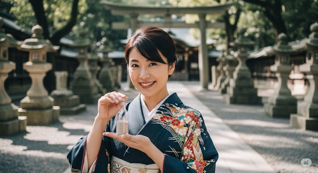 出雲大社の砂を人にあげる