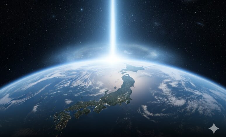 宇宙から見える光の柱がある神社なの?