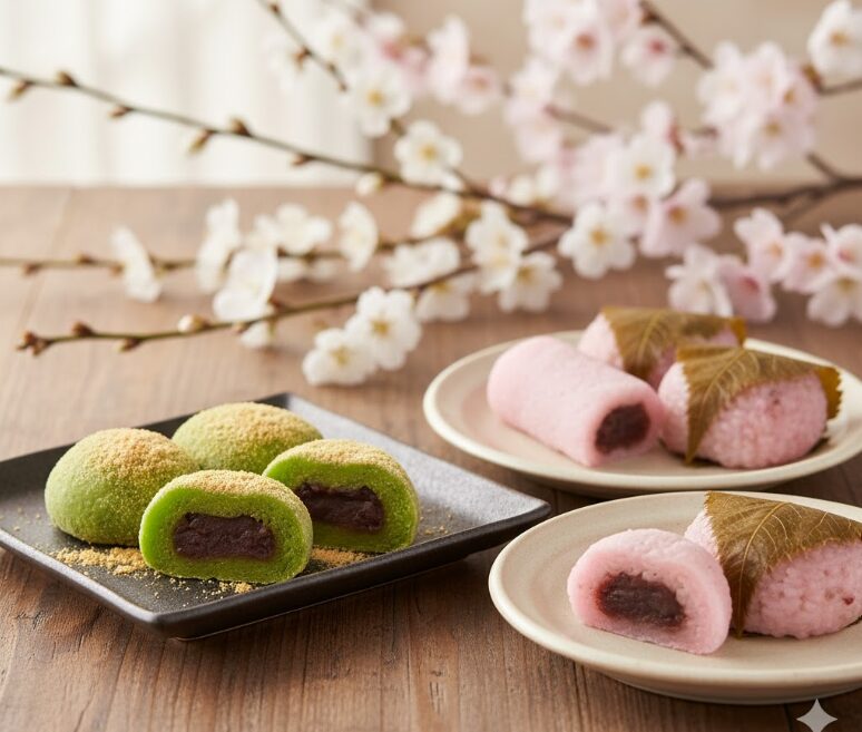 立春朝生菓子「うぐいす餅と桜餅」