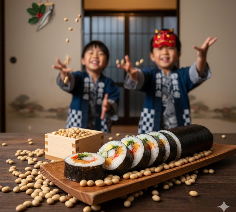 節分の食べ物「恵方巻や豆」