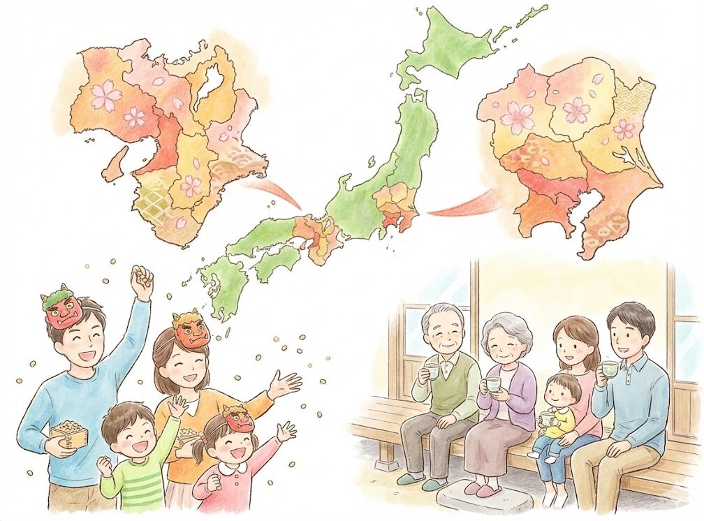 豆まきしなくていい家系の地域差や分布について