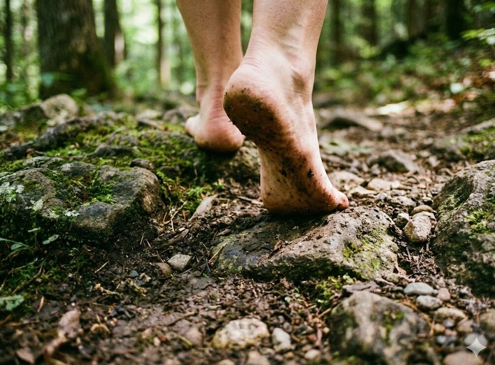 裸足で御神体を登る一風変わった参拝