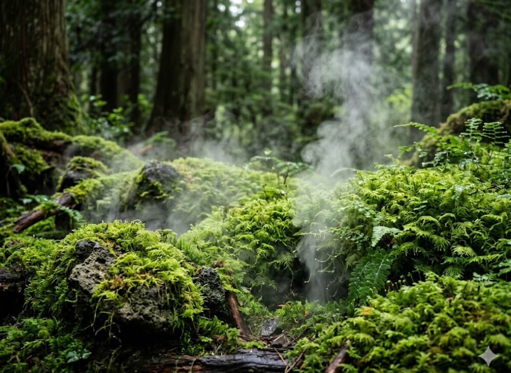 境内の涼しさの理由は地下の鉱脈が放つエネルギー