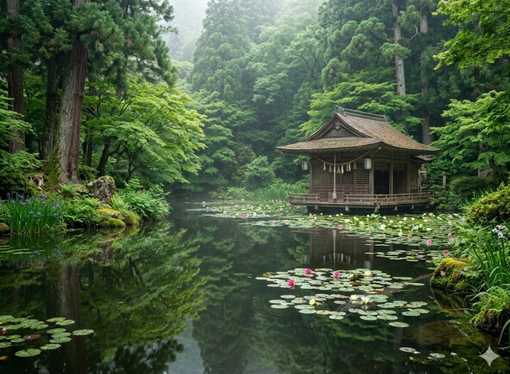 宮池と浮舞台で心身の澱を洗い流す浄化体験